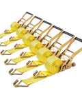 Six Pack 2 Inch By 15 Foot Heavy Duty Ratchet Straps With Double J Hooks, 5000 Lbs Break Strength, 1670 Lbs Working Load