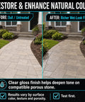 Before and after of paver walkway treated with Fresh High Gloss Wet Look Stone Sealer For Pavers And Concrete.
