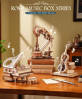 3D Wooden Puzzle Harp Music Box With Mechanical Movement Building Kit, harp on books, wooden desk decor