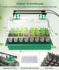 80 Cell Seedling Starter Tray With Grow Light And Humidity Dome Reusable Indoor Seed Germination Kit For Seed Starting And Plant Propagation Two Pack Green Base For Home Growers, featuring adjustable air valve and seedlings in a green tray
