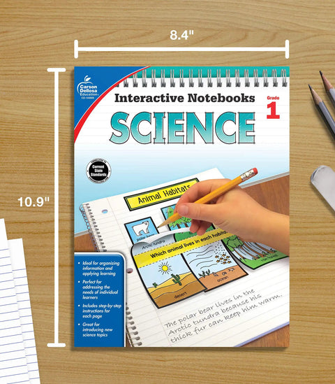 Interactive Notebooks For First Grade Kid Friendly Reproducible Workbook Covering Physical Space And Earth Science, student writing