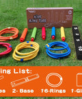 Indoor And Outdoor Ring Toss Game For Kids And Grownups With 5 Poles 2 Bases 16 Soft Foam Rings In 4 Colors Score Markers Easy Setup
