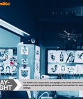 Office with posters illuminated by 3 Foot T8 Fluorescent Lamp 25W 2300 Lumens 6500K Daylight With Medium G13 Bi Pin Base High Performance Straight Tube 30 Pack Ideal for Home Office Garage Shop Lighting