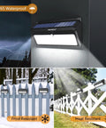 All-Weather 100 LED Solar Motion Lights Outdoor Pack 4, 2000LM, IP65 Waterproof, on wall and fences, frost and heat resistant