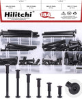 84 Piece M6 Hex Drive Socket Cap Bolts Set With Countersunk Heads, Dowel Barrel Nuts And Crib Nuts displayed in a clear organizer box
