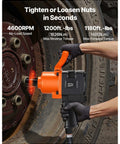 One Inch Pneumatic Impact Wrench Equipped With Twin Hammer Action Pumps Out 1200 Ft Lbs Of Nut Bustin Torque For Corroded Stuck Fasteners Smooth Six Speed Dial And Cushioned Side Handle Clears Every Rough Garage Or Roadside Job, highlighting its torque power in use.