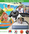 Beast Portable Electric Air Pump With Three Nozzles shown with various inflatables like pools and air mattresses