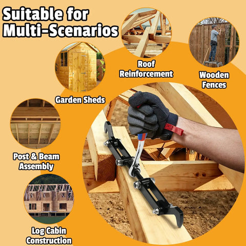 Heavy Duty Beam Puller Tool With Iron Hooks And Reversible Ratchet for one-handed wall and beam projects usage scenarios