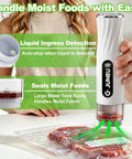 Handheld Vacuum Sealer For Food With 30 Reusable Bags Dry And Moist Food Compatible sealing meat with visible water tank