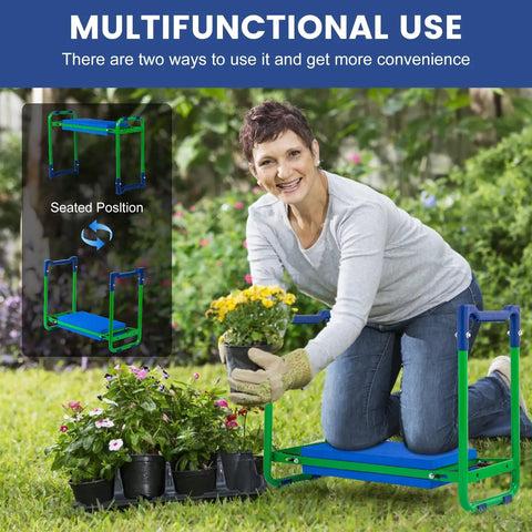 Woman using Heavy Duty Garden Kneeler And Seat Built To Last With Thick EVA Cushions for gardening