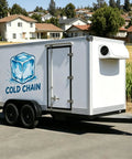 Sleek Portable Refrigerated Trailer Featuring Heavy Duty Mobile Cooling System For Catering Teams And Large Outdoor Events Keeps Everything Slick And Chilled On The Go, with Cold Chain logo visible.