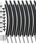 Rock Solid Built Tough Trampoline Enclosure Curved Replacement Poles With Thick Cushioned Foam Padding And All Mounting Hardware, eight curved poles and fitting parts.