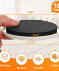 Heavy Duty Furniture Sliders Reusable Plastic Floor Protectors For Carpet Hardwood Chair Leg Glides Move Heavy Loads Like A Breeze One Person Job Save Your Back Protect Floors From Scratches Easy Install Zero Friction, showcasing 2.92in by 3.5in round slider held in hand.