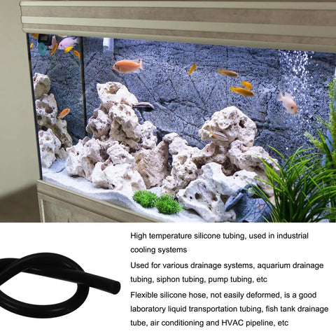 Heavy Duty High Temp Silicone Tubing 6.6 Ft 5/8 In ID By 7/8 In OD Black Flexible Hose for aquarium siphoning
