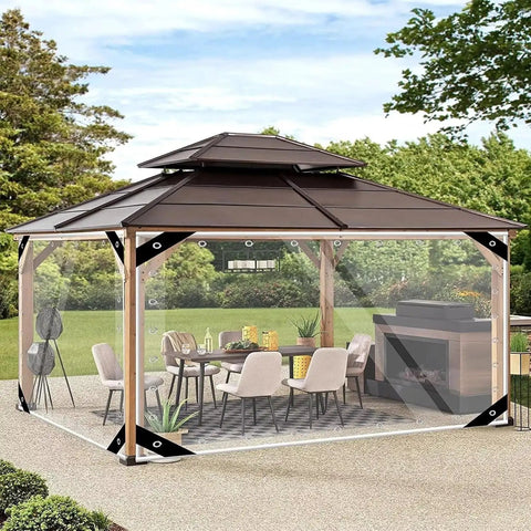 Beefed-Up Heavy Duty 14Mil Clear Tarp 3x6ft with grommets used on patio roof, providing all-weather protection.