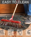 Person sweeping Heavy Duty Rubber Back Entrance Mat 24x36 Inches For High Traffic Areas Doormat Front Door Rug Outdoor