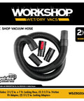 Dual Flex 2.5 Inch By 7 Foot Locking Shop Vac Hose Replacement For Wet Dry Vacuums with adapters and flex ends