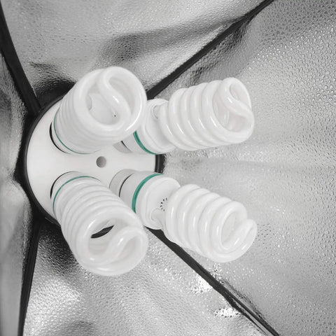 4 Pack 45W CFL Daylight Bulbs 5500K Neutral White 2300 Lumens CRI Over 95 in studio lighting setup