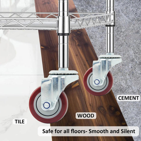 Beefy Heavy Duty 3 Inch Swivel Caster Wheels Set Of 4 With Half Inch Threaded Stem on different floors, red polyurethane casters