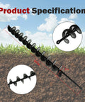 Heavy Duty Steel 24 Inch Long 2 Inch Diameter Earth Auger Drill Bit For Three Eighths Inch Hex Drive Drills soil penetration
