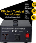 Front view of Heavy Duty 1500 Watt Voltage Converter Transformer Step Up Down 110V To 220V And 220V To 110V With Circuit Breaker