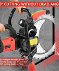 Heavy Duty 12000W Concrete Ring Saw With Water Fed Dust Suppression For Brick, Granite And Rebar, 16 Inch blade at 90 degree cut.