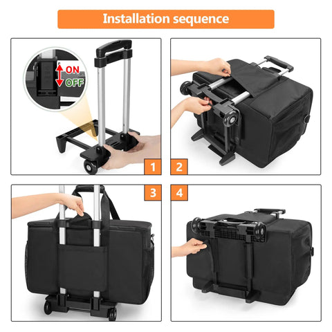 Rolling DJ Cable Bag With Hard Padded Bottom Detachable Dividers And Dolly Travel Gig Case installation sequence