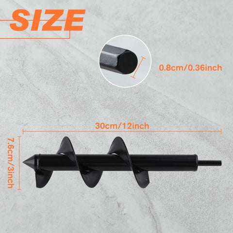 Heavy Duty Garden Auger Drill Bit Three Inch By Twelve Inch For Planting Bulb Planter Tool With Three Eighths Inch Hex Drive Digs Post Holes
