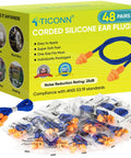 Box and individually wrapped Silicone Sleep Ear Plugs for Sleeping and Travel, Noise Canceling 25dB NRR, 48 Pairs displayed.