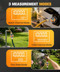 Heavy Duty Aluminum Water Flow Meter For Garden Hose, RV And Lawn Sprinkler, IP68 Waterproof Outdoor Meter With Rugged Metal Body, Clear Flow Readout, Leak Resistant, Easy Install And Durable Performance displayed in batch volume mode