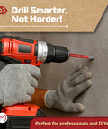 Person using 10 Piece Dry Diamond Drill Bit Set With Storage Case One Quarter Inch Shank Vacuum Brazed Bits on wall