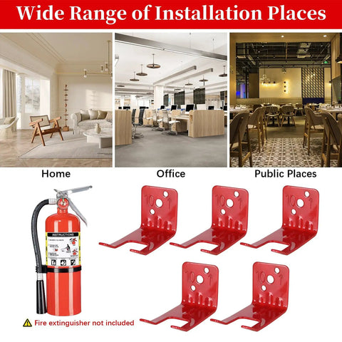 Heavy Duty Fire Extinguisher Bracket 5 Pack For Large And Small Fire Extinguishers, Adjustable Wall Mount Hooks For Home