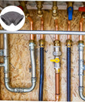 Image of Six Piece Industrial Elbow Cast Iron Pipe Connector Set For Plumbing And HVAC, 3/4 Inch Hose Connectors in use on piping.