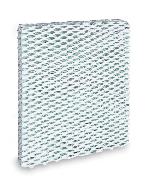Long Lasting Wick Filter CB43 For Humidifiers Fits 1043 Models Including Bemis And AirCare Made In USA Hassle Free Humidity Upgrade For Cleaner Air At Home Or Office. A single white and green CB43 wick filter.