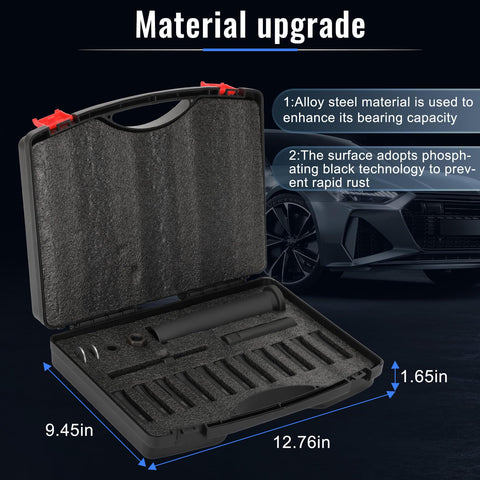 Open case showing 18 Piece Inline Dowel Pin Puller Master Set With SAE And Metric Collets Alloy Steel Construction Pro Grade