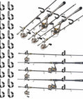 Wall And Ceiling Mounted Fishing Rod Holder Rack Holds Up To 10 Rods With 20 Hooks Space Saving Gear Organizer For Garage Or Workshop