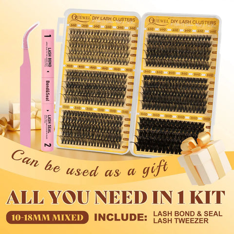 580 Piece Lash Clusters Kit For Natural DIY Eyelash Extensions Includes 30D 40D 50D 60D 80D 100D Clusters In 10 To 18 Mm Reusable