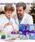 Child and parent using Supercharged Kids Science Kit With A Real Lab Station, 50 Plus Chemistry Experiments And STEM Projects.