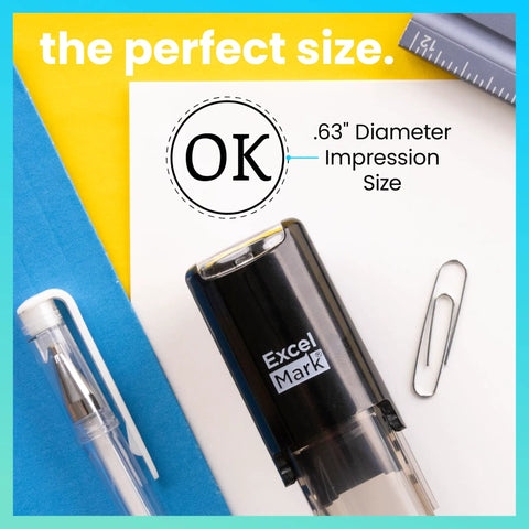 Quit The Daily Grind With This Rock Solid Self Inking Inspection Stamp Built For Fast Track Quality Approval And Seamless Record Keeping On Busy Office Floors Or Local Shop Workbenches, displayed with its .63" diameter impression size.