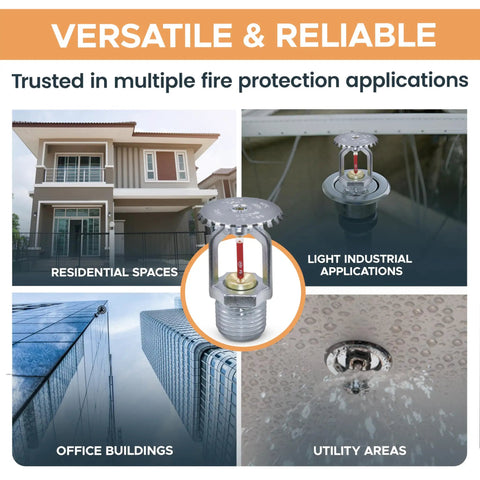 High Grade Chrome Fire Sprinkler Head With Horizontal Upright Spray And Polished Escutcheon Cover Half Inch NPT Connection automatic activation in residential, industrial, and utility applications.
