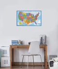 USA map from Three Pack World Map Poster Set And USA Map Poster With Periodic Table Chart For Kids, laminated, 18x29 in, wall decor