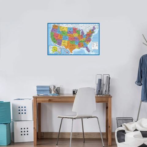 USA map from Three Pack World Map Poster Set And USA Map Poster With Periodic Table Chart For Kids, laminated, 18x29 in, wall decor