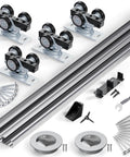 96-Inch Bypass Sliding Door Hardware Kit For Cabinets And Closets Aluminum Alloy With Finger Pull 2-Door System components