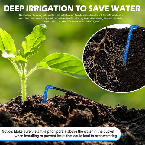 Smart Auto Drip Irrigation System For 15 Potted Plants demonstrating deep watering technique with anti-siphon feature