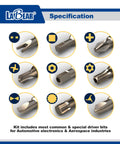 Heavy Duty 51 Piece Specialty Driver Bit Set With Rock Solid S2 Steel Construction and Smart Magnetic Holder, showcasing various bit types.
