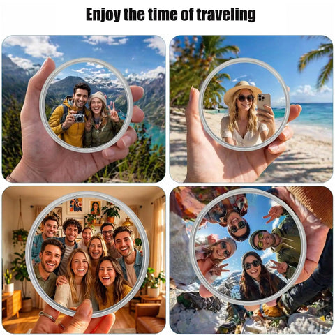 Handheld Convex Mirror Set Portable Shatter Resistant Lens Create Wide Angle Photos for travel selfies with groups and solo.
