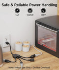 4 Outlet Power Splitter Cord 1.5ft Y Cable NEMA 5-15P To 5-15R 16 AWG Heavy Duty Extension Cord in kitchen setup