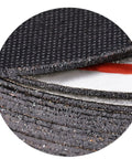 Close-up of six inch cut off wheel set 0.045 inch thick seven eighths inch arbor 100 pack for metal and stainless steel cutting discs
