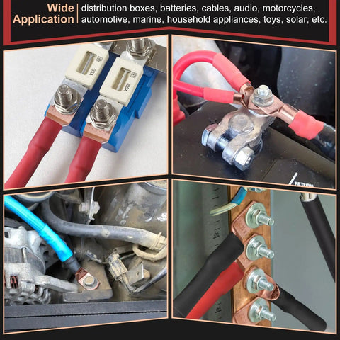Copper Battery Cable Ends And Wire Lugs Assortment Kit With AWG 2 4 6 8 10 Gauge, 70Pcs Lugs, Ring Terminal Connectors in use