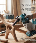 Badass Cordless Belt Sander Packs Brushless Motor To Crush Rust And Polish Wood Super Smooth No Cord Tangles 1700 Rpm Heavy Duty Detail Grinder For Shop Jobs in use on wooden furniture.